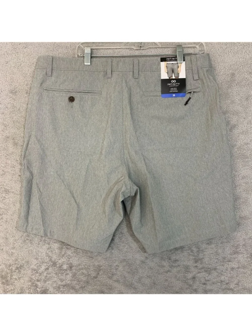 NWT Infinity Linearflex Men's 36 Gray Hybrid Stretch Shorts